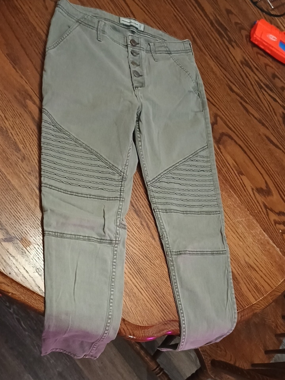 Olive Green Women's Moto-Style Jeans